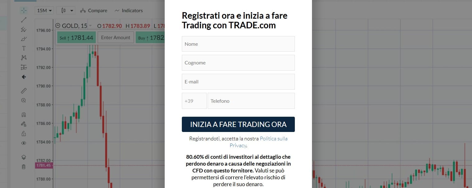 Trade.com - Registrazione e login