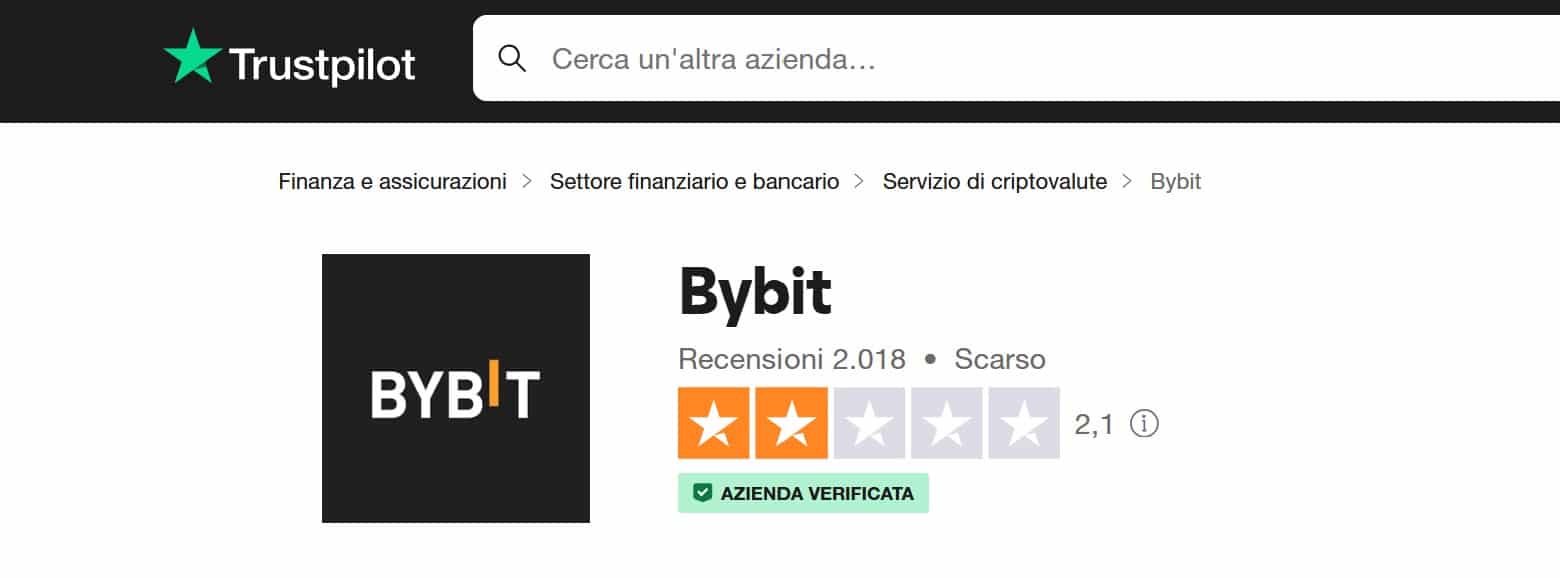 Bybit recensioni TrustPilot