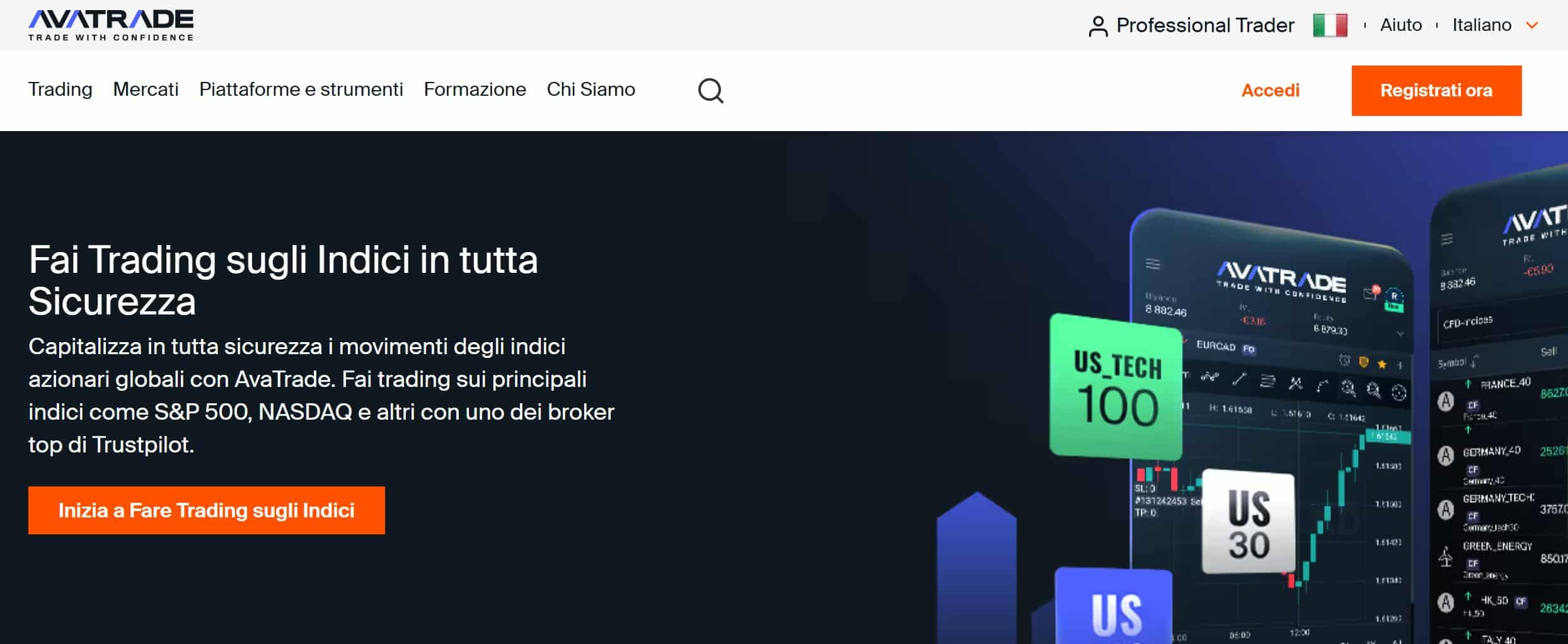 AvaTrade - migliori broker indici di Borsa