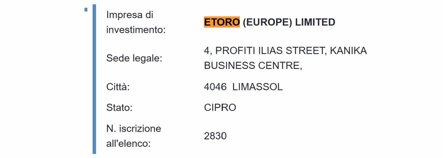 eToro Consob