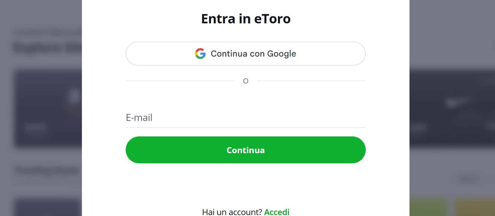 eToro - Registrazione