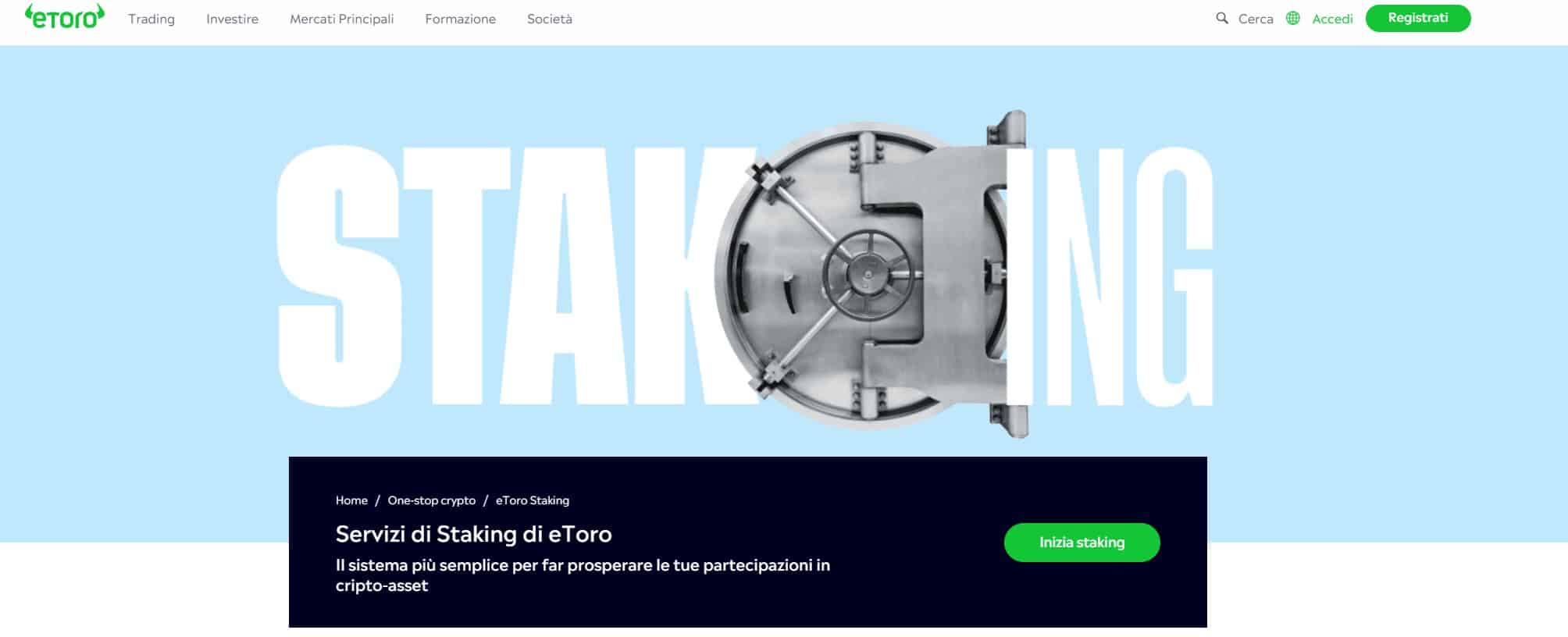 Staking crypto su eToro