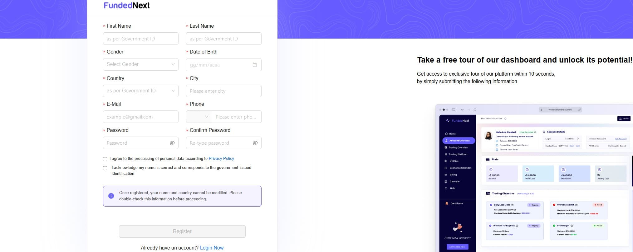FundedNext registrazione