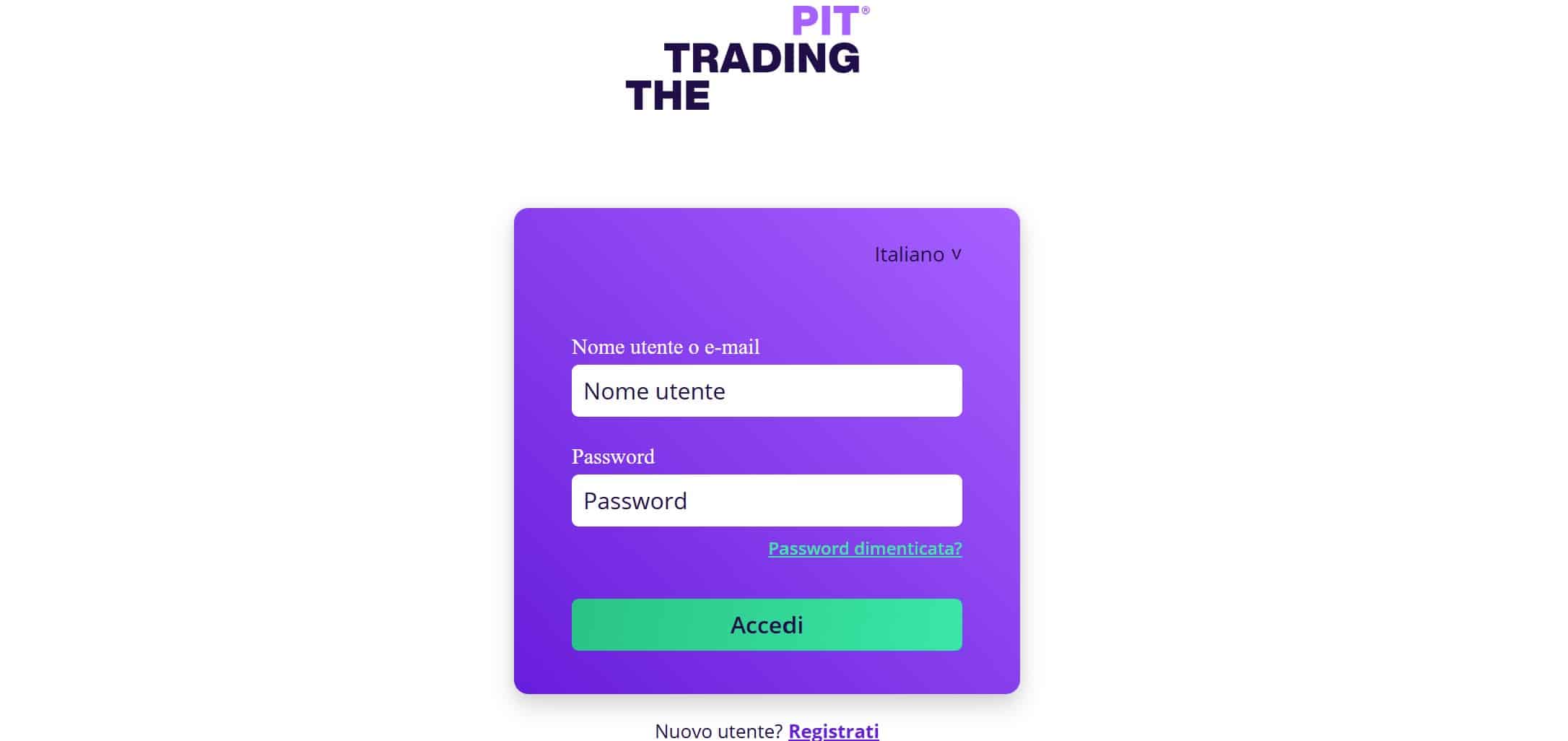 The Trading Pit - login