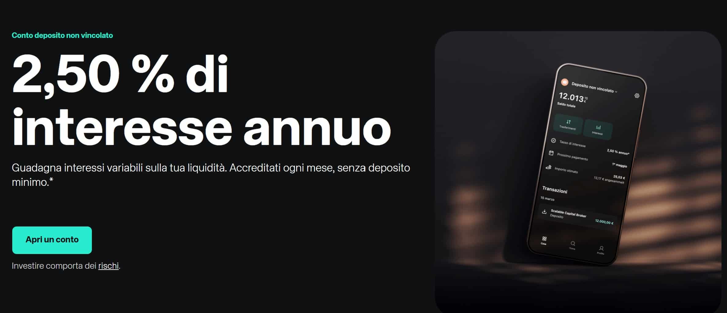 Scalable Capital - Interesse annuo su liquidità