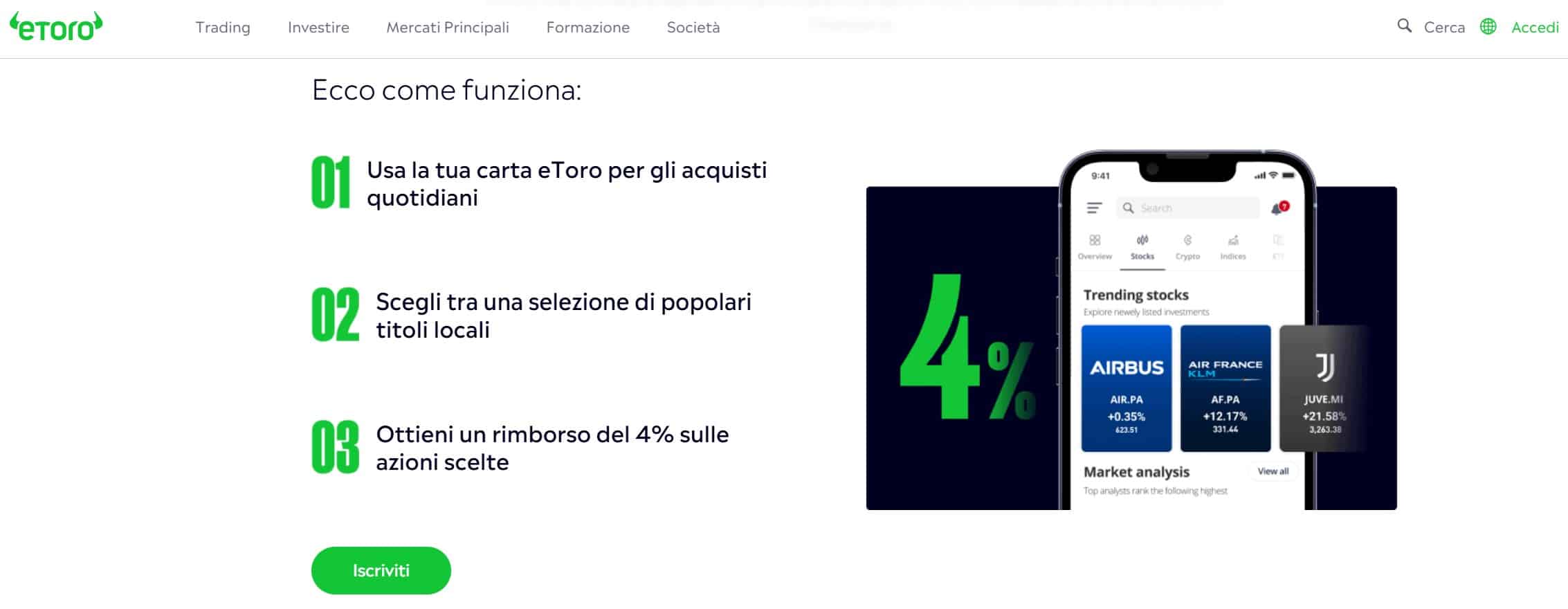 eToro carta - Cashback