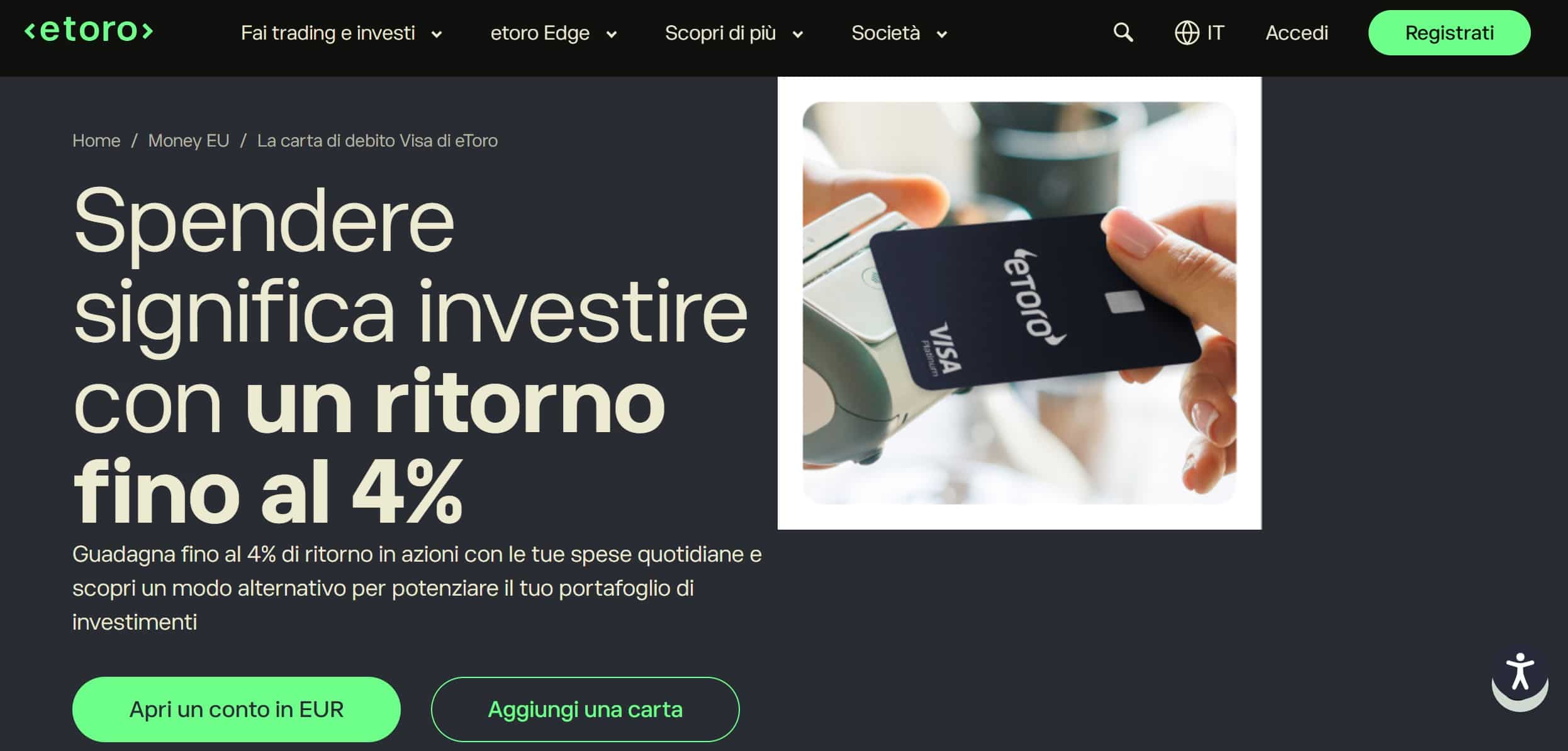Carta eToro di debito VISA