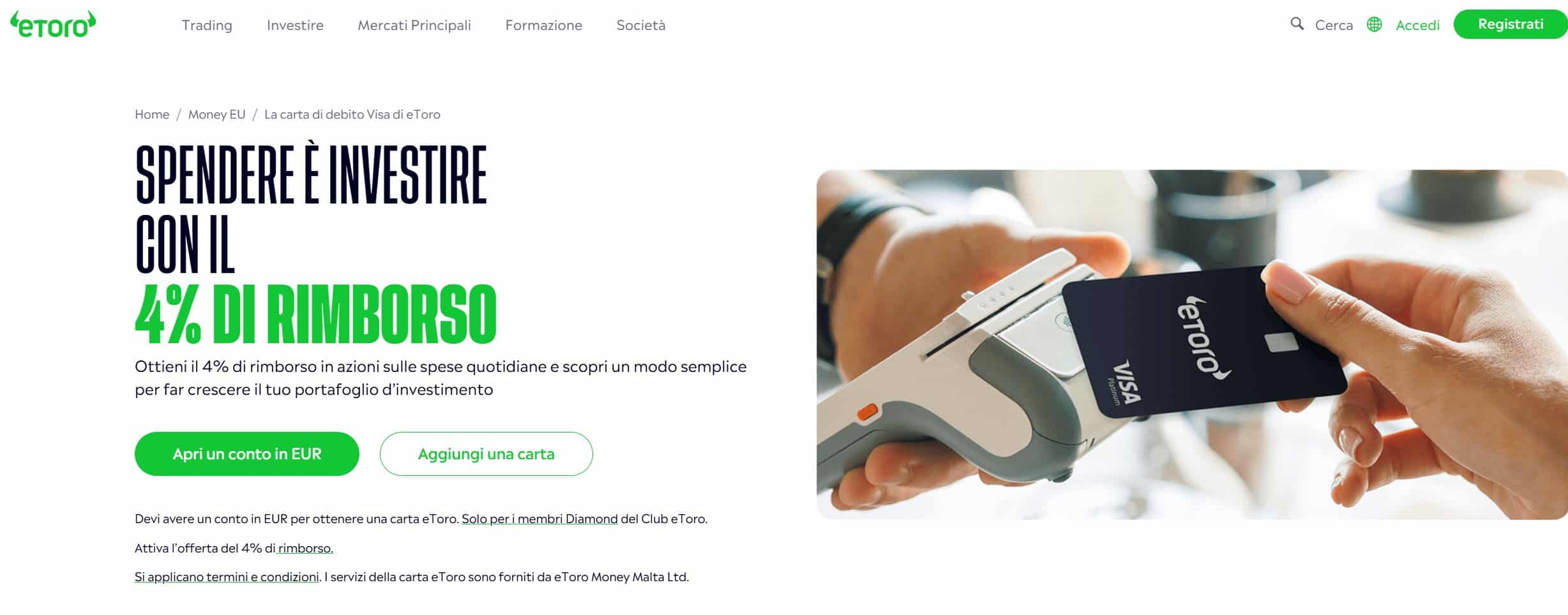 eToro carta di debito VISA