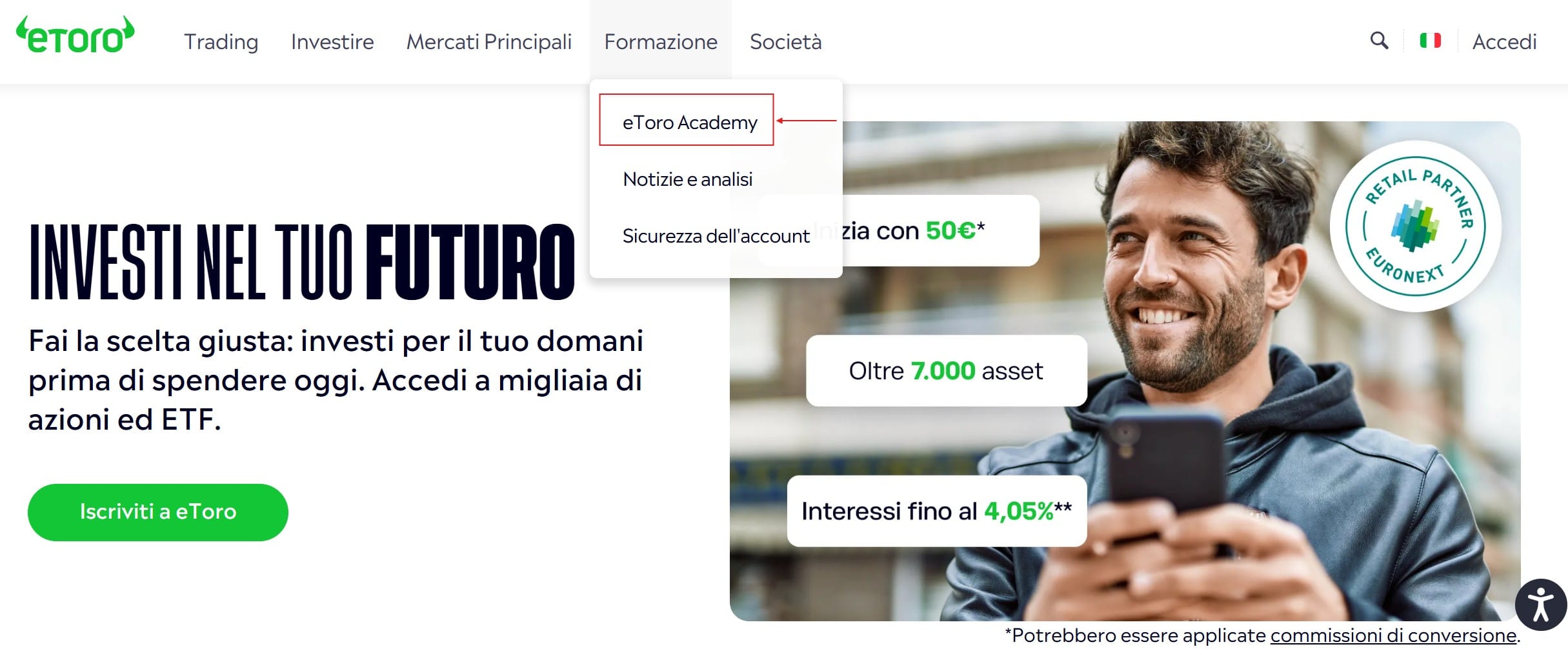 eToro Academy - accesso