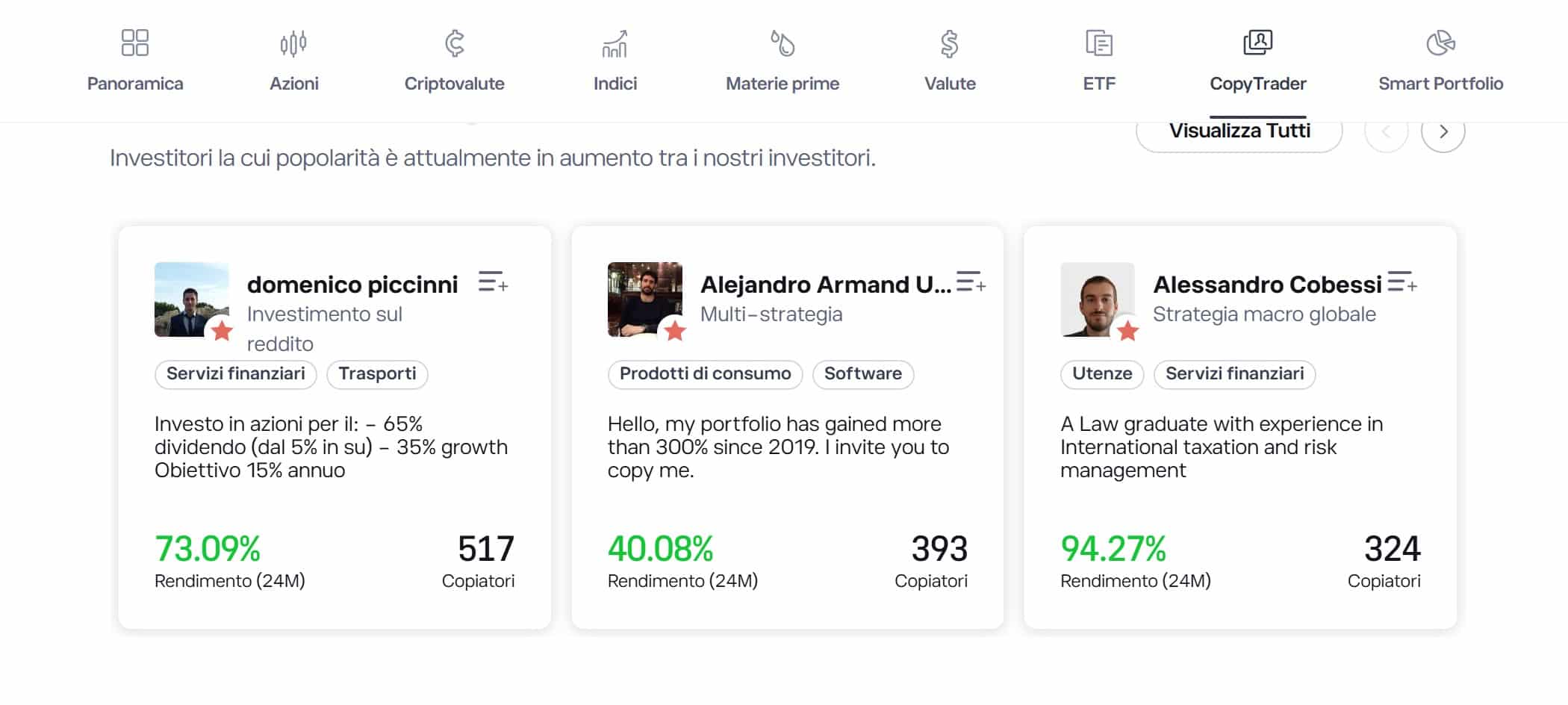 eToro Social Trading - cercare Popular Investor