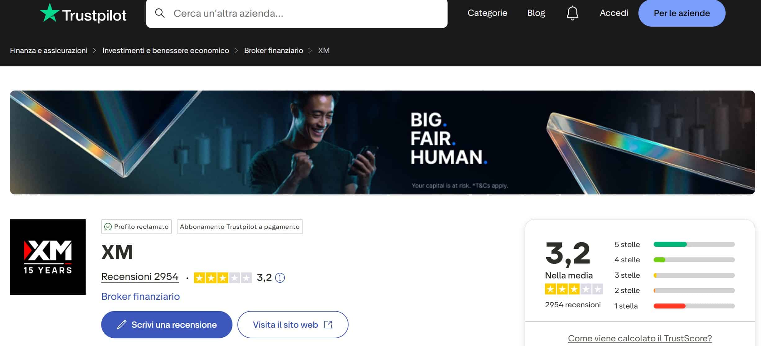 XM su TrustPilot - recensioni positive e negative