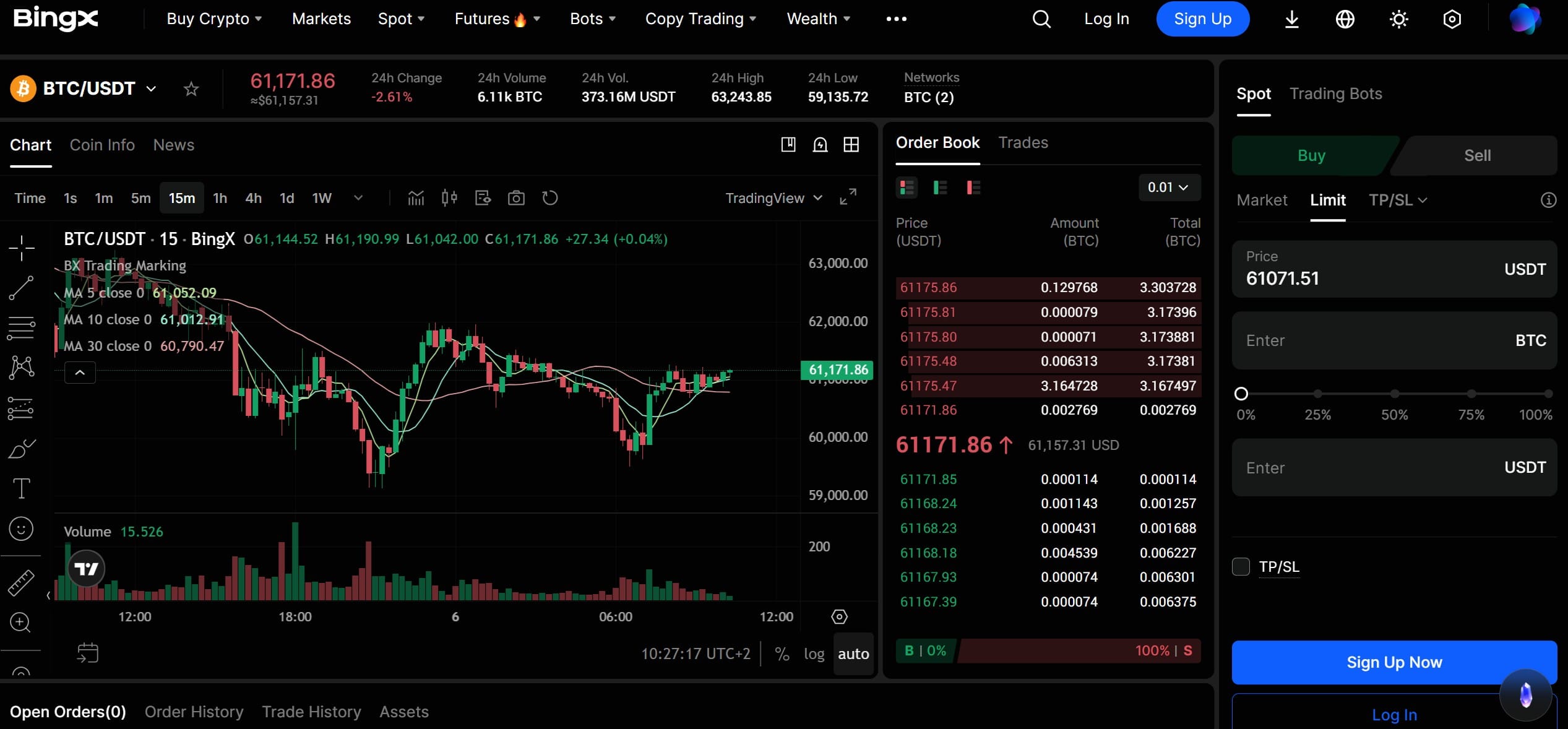 BingX - piattaforma Spot trading