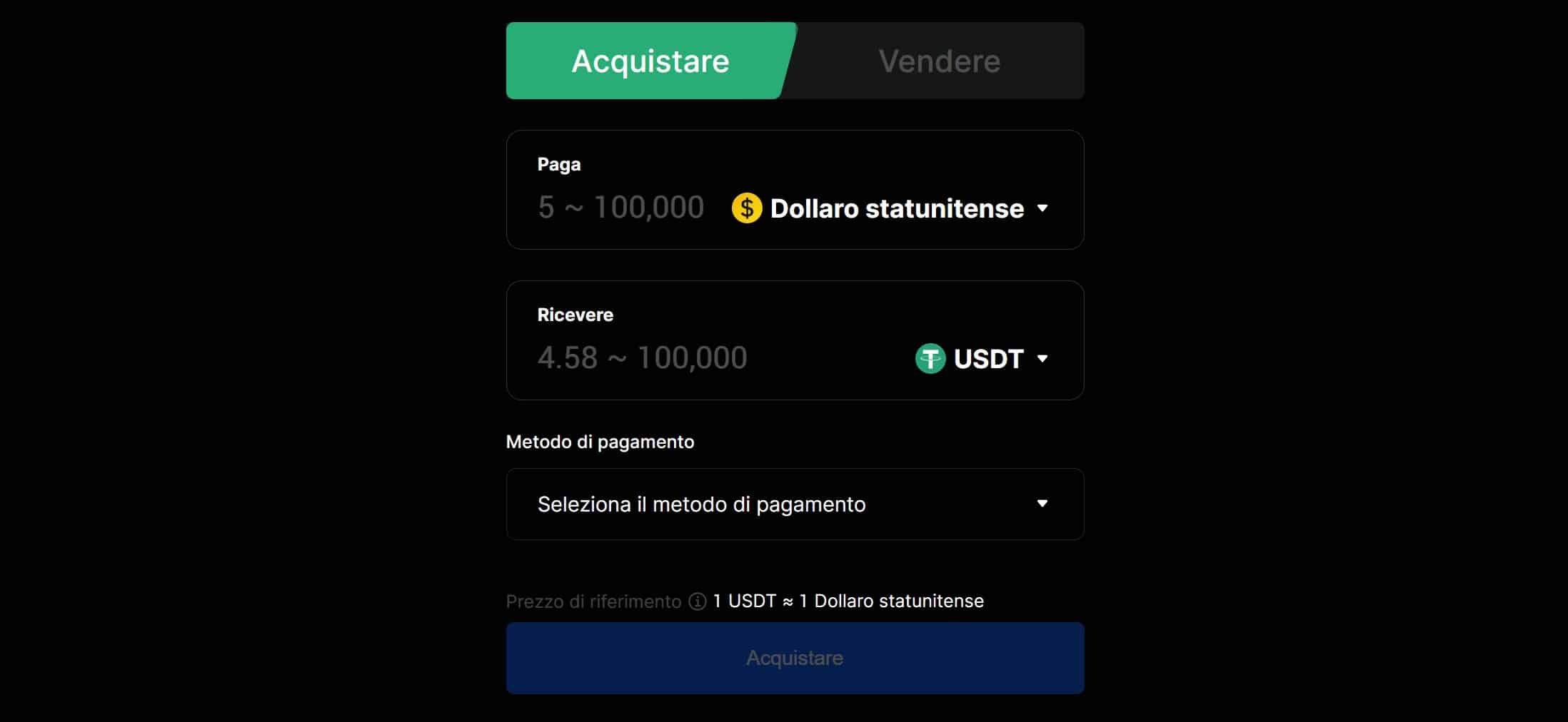 Piattaforma BingX acquisto rapido