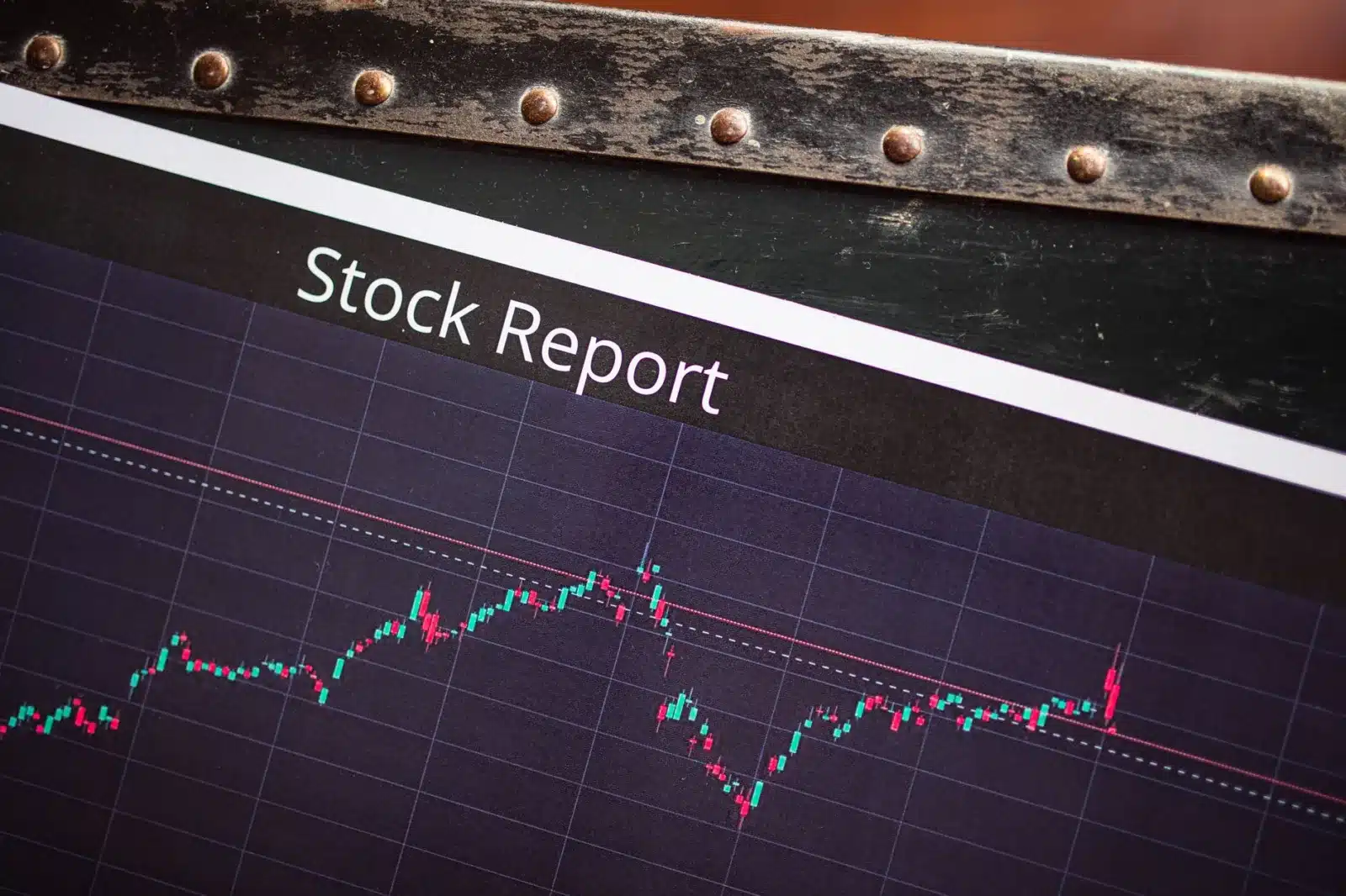 Detailed view of a stock report displaying a market performance graph with data trends.